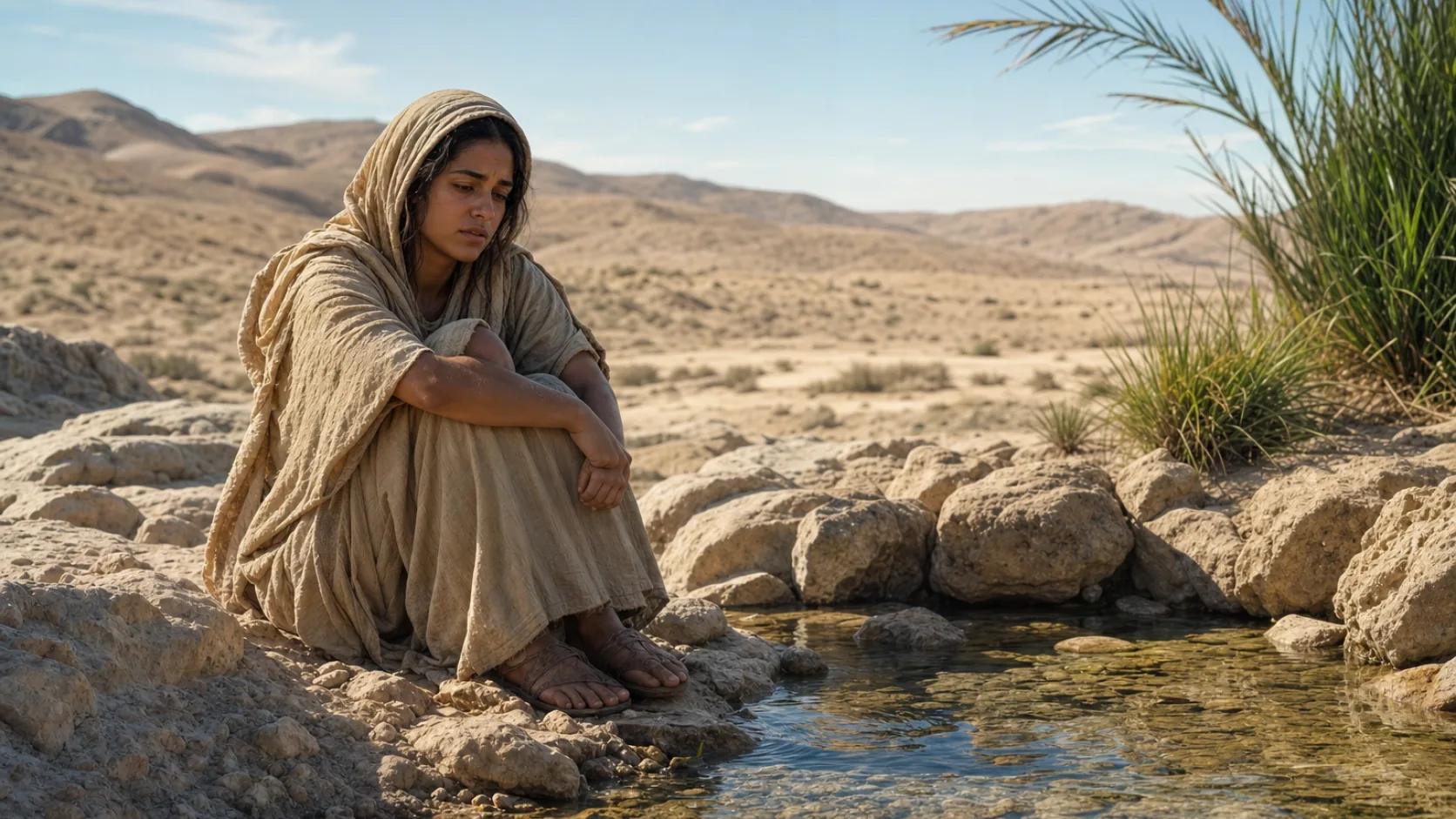 Biblical scene illustrating Genesis chapter 16