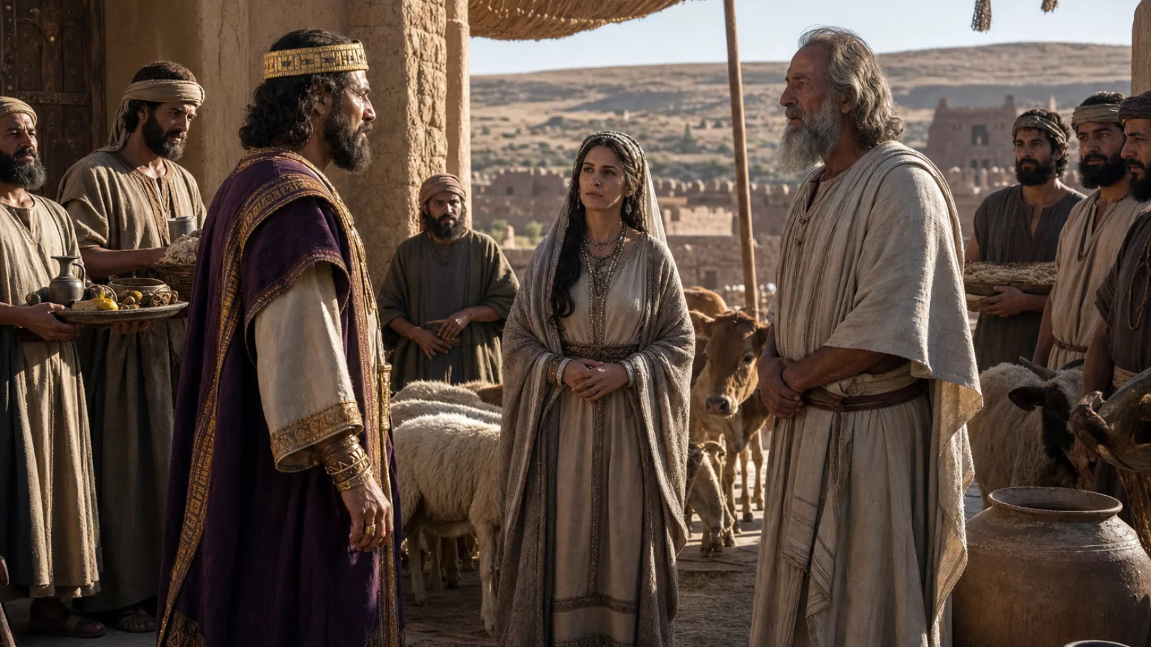 Biblical scene illustrating Genesis chapter 20