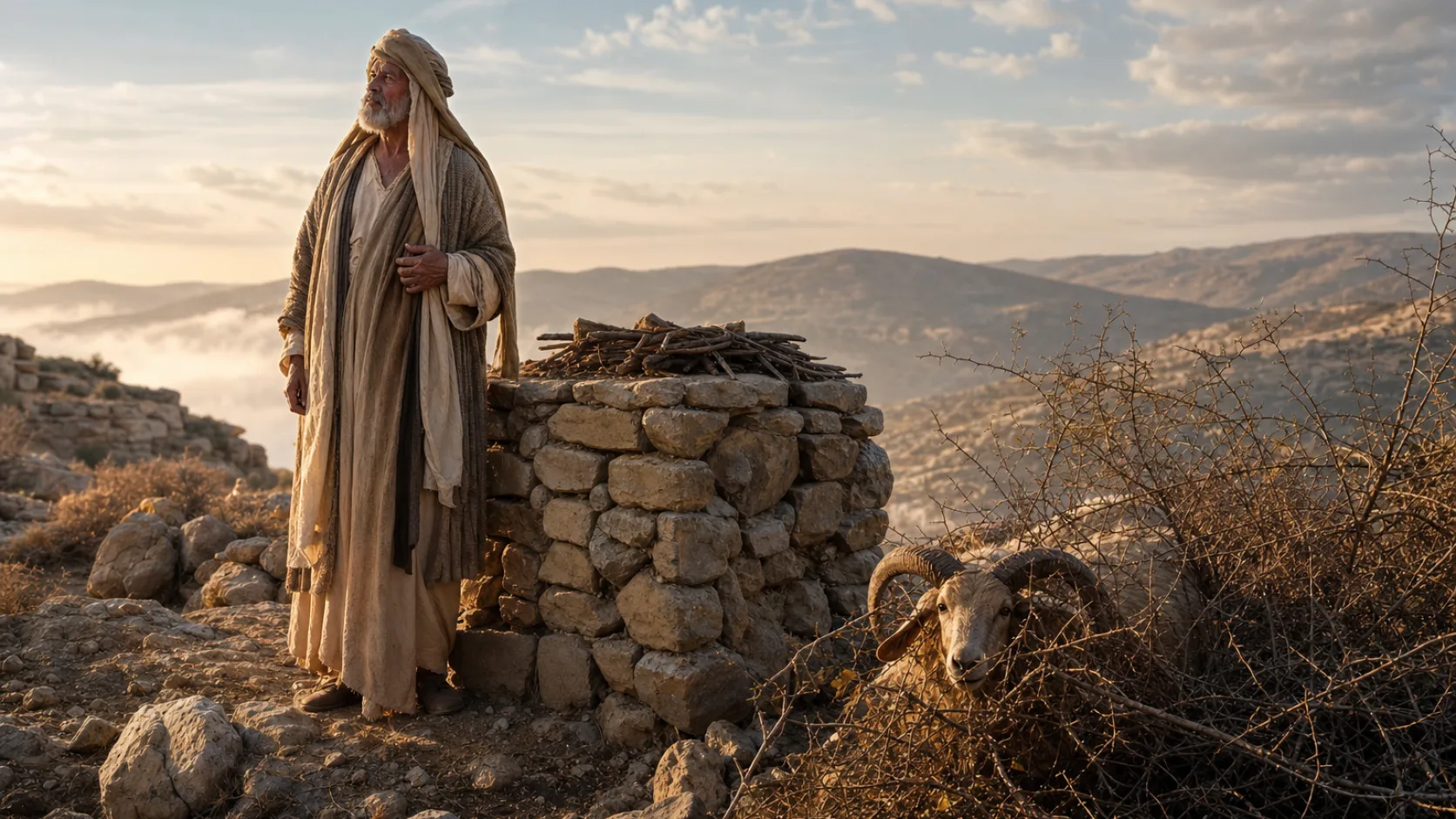 Biblical scene illustrating Genesis chapter 22