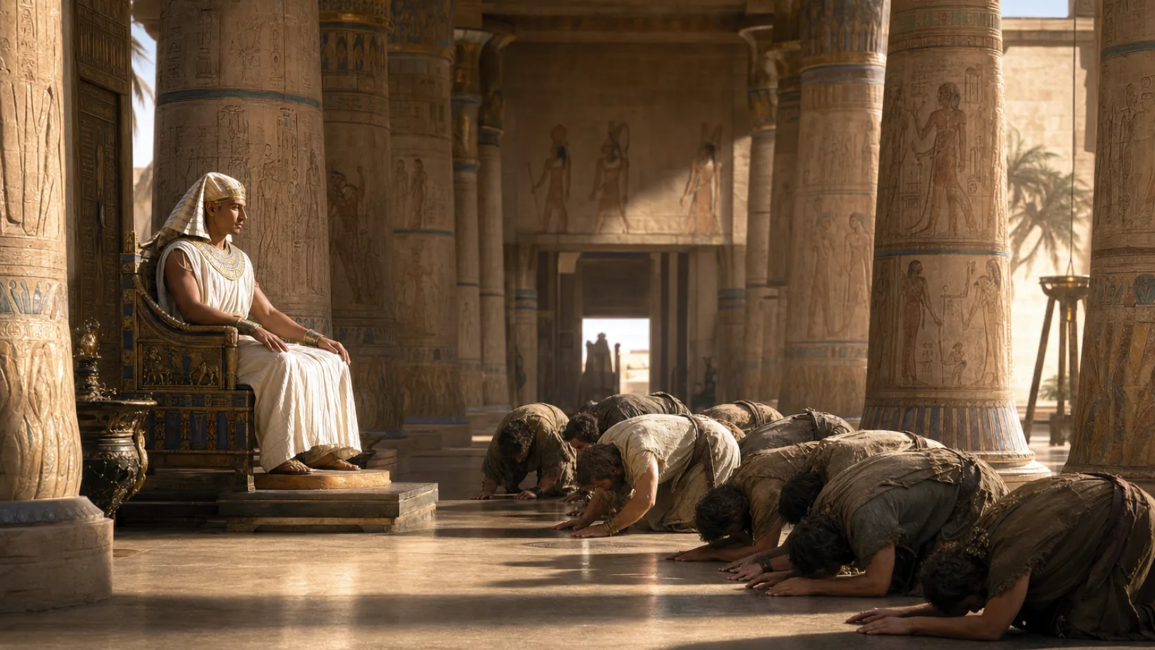 Biblical scene illustrating Genesis chapter 42